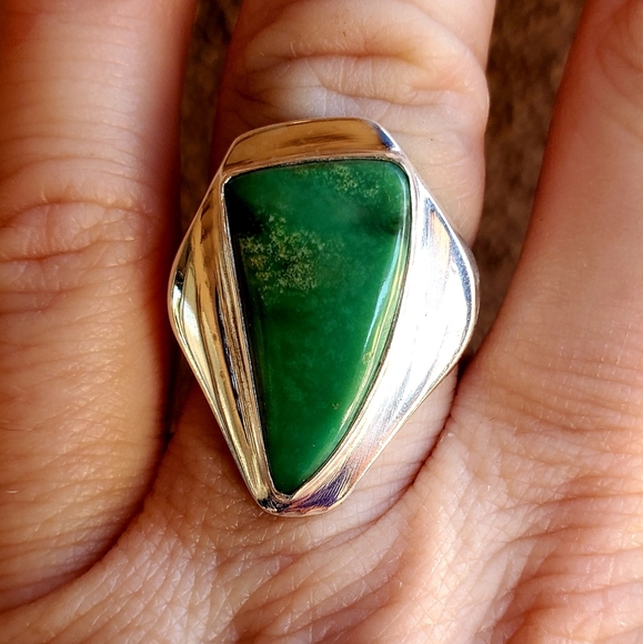 New Men's Chrysoprase 925 Silver Ring. - Picture 3 of 14
